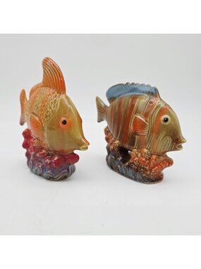 Tradewind Bay Ceramic Fish Figurines By The Shore Set Of 2 Multicolor